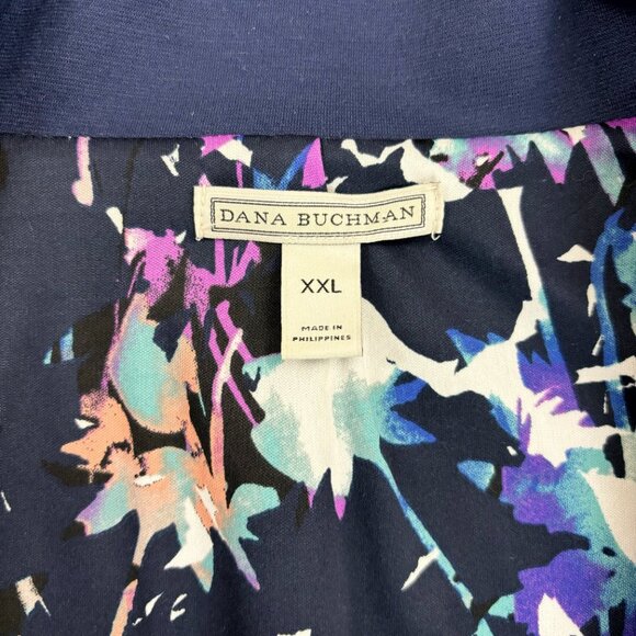 DANA BUCHMAN Heavy Soft Knit Open Blazer XXL Floral Lined Dark Blue - Picture 5 of 7